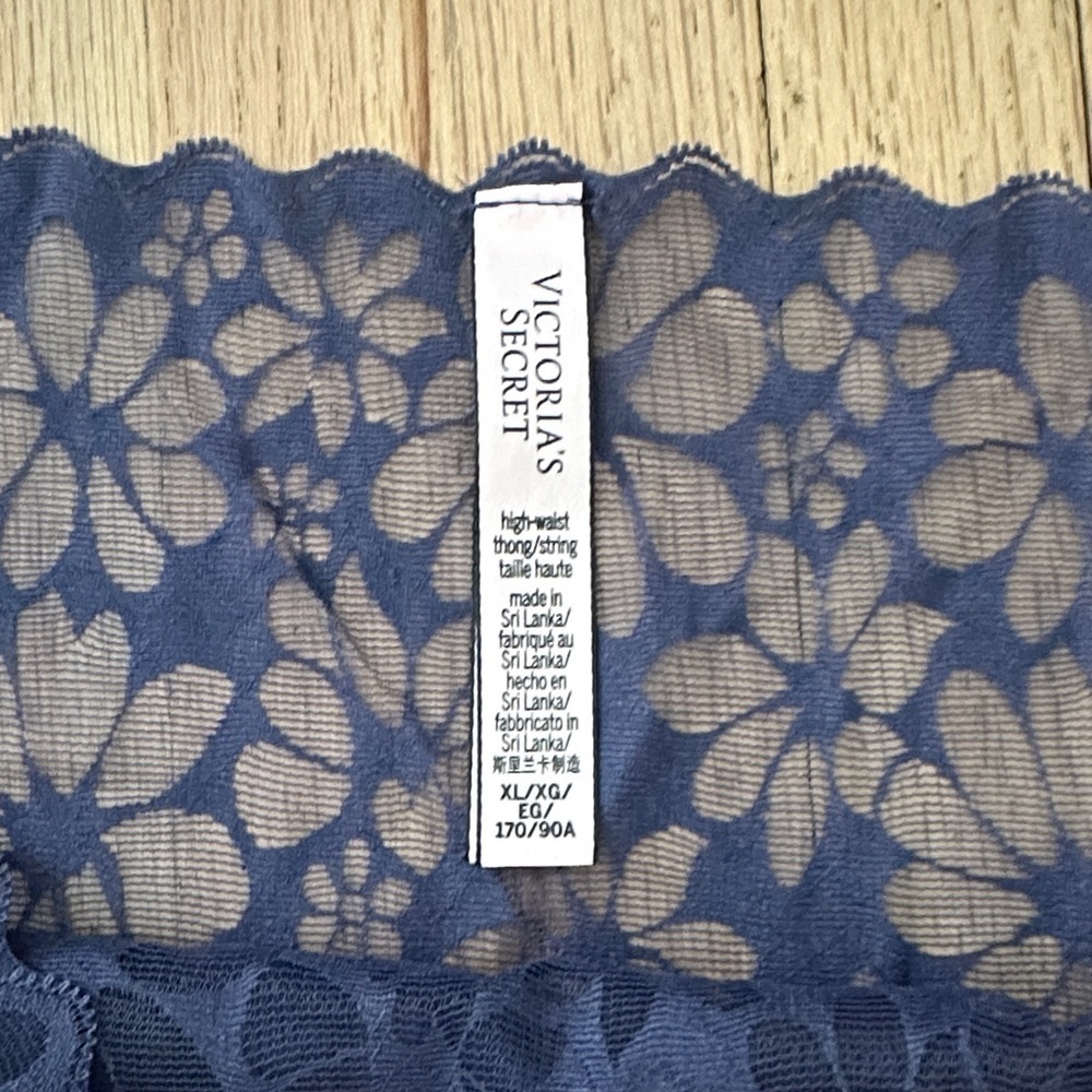 NWOT - Victorias Secret - Navy Blue Lace High-Waist Thong - XL - Picture 3 of 4